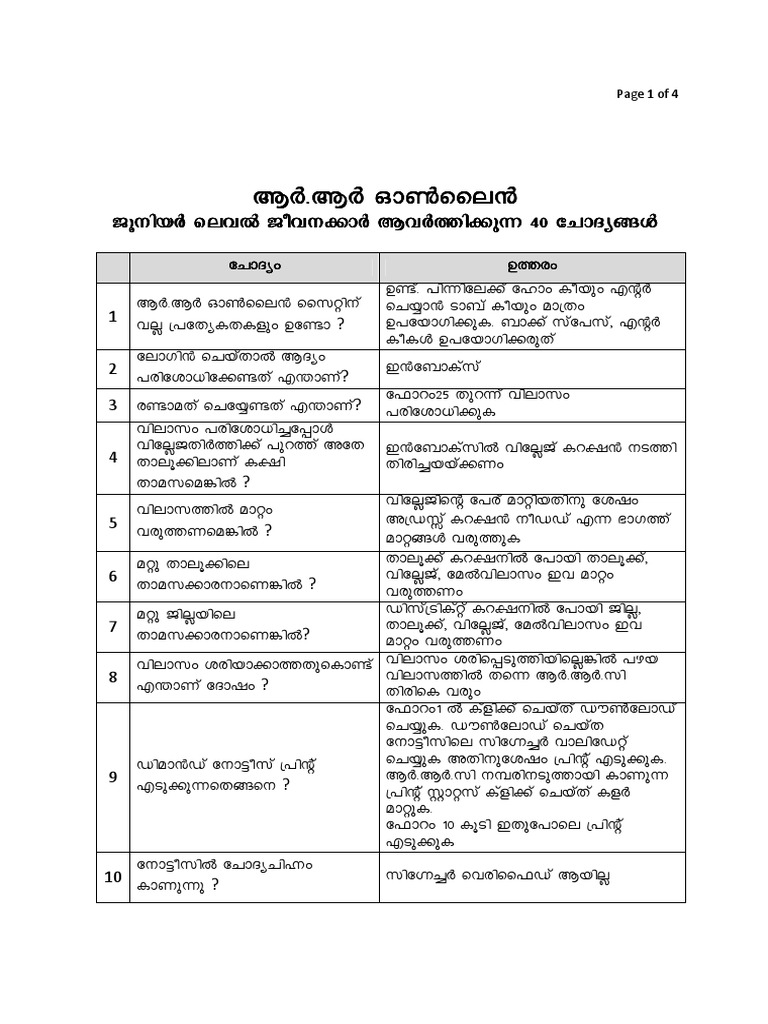 Kerala Revenue Recovery Procedures FAQ Uploaded For Kerala Land