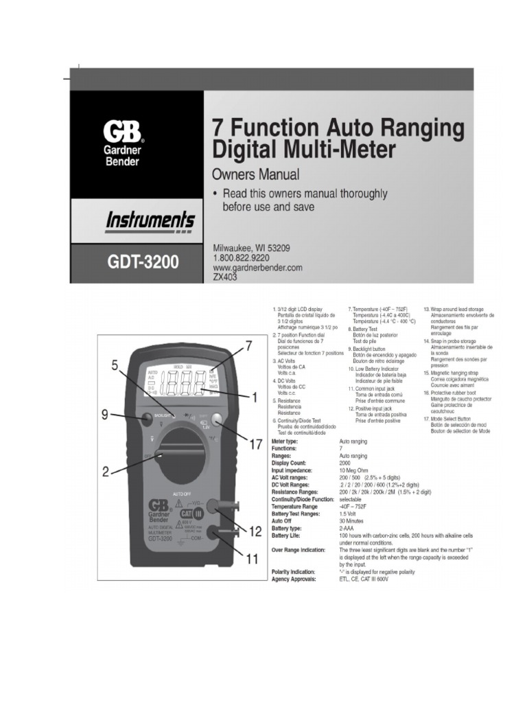 Multimeter Manual PDF PDF