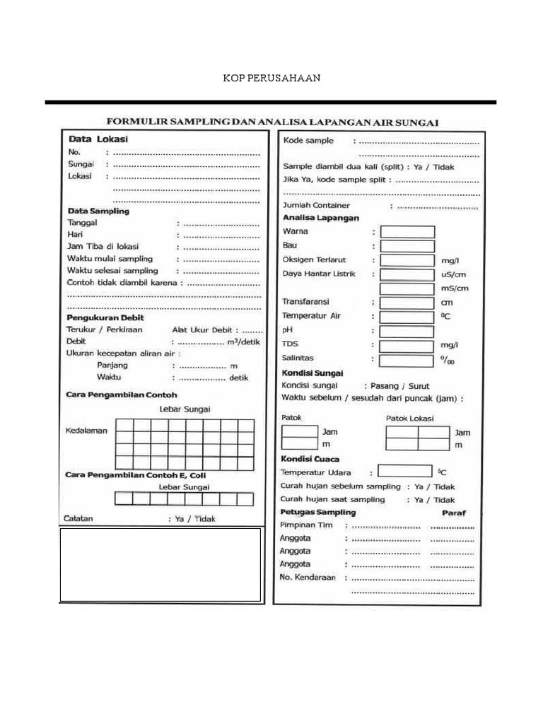 Form Sampling Air Sungai | PDF