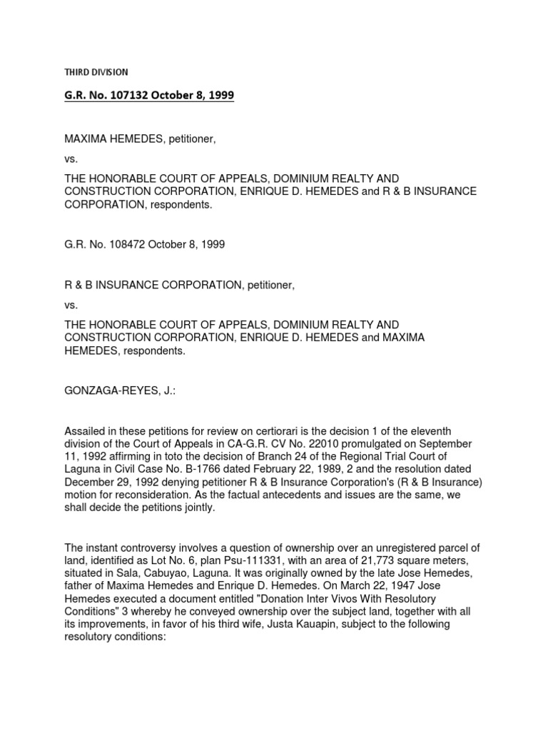 Land Ownership Dispute: Hemedes Case | PDF | Mortgage Law | Deed