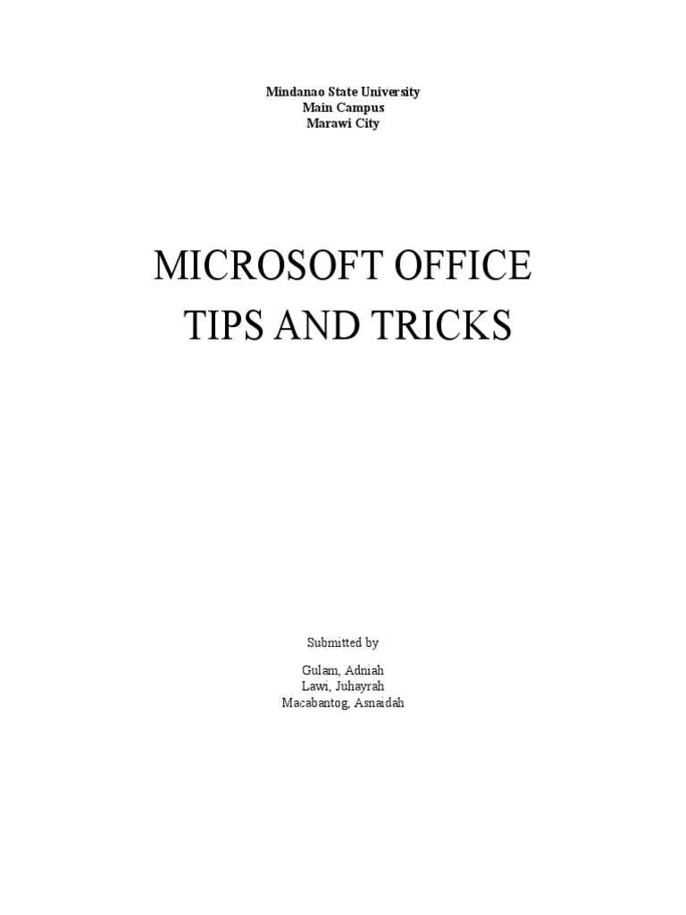 Microsoft Office Tips and Tricks | PDF | Spreadsheet | Microsoft Word
