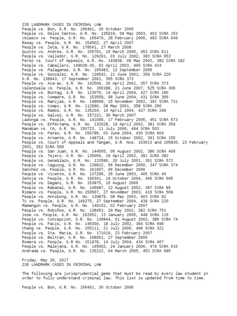236-landmark-cases-in-criminal-law-1-pdf-government-institutions