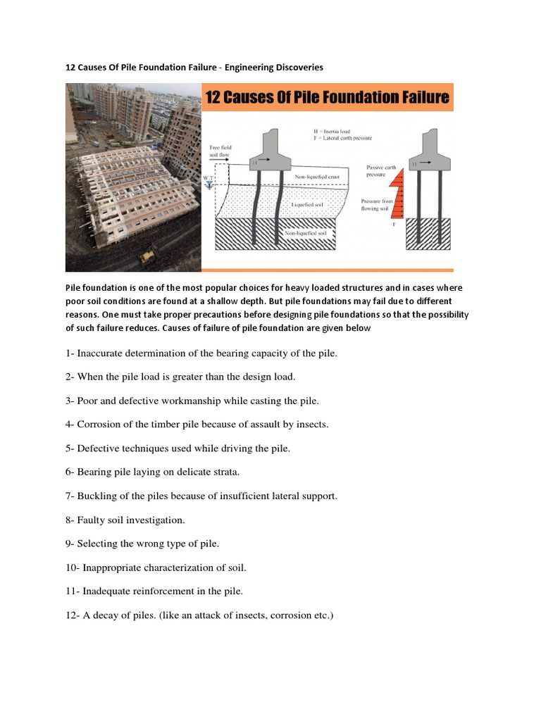 Causes of Pile Foundation Failure | PDF | Home & Garden | Science ...