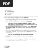 Sample Memo On Absences