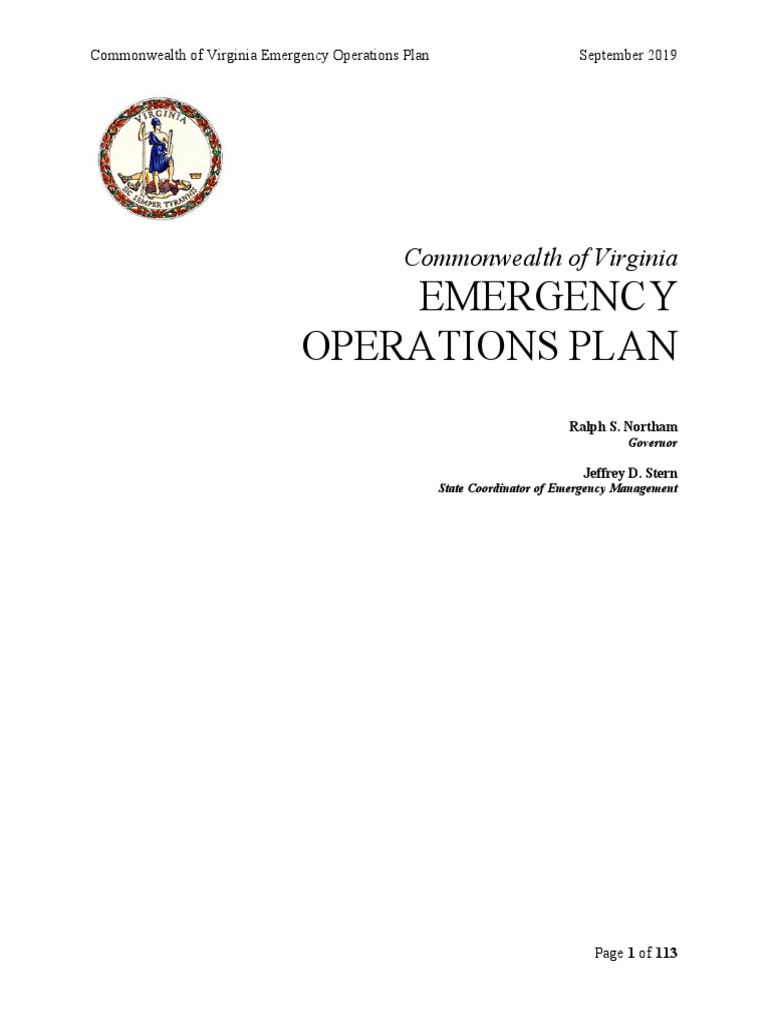 Commonwealth of Virginia Emergency Operations Plan Emergency