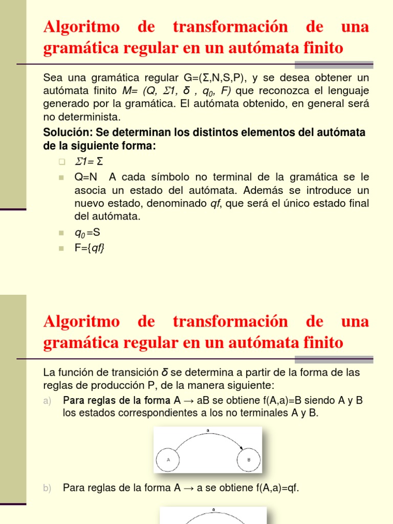 Transformación de gramática a autómata | PDF | Informática teórica ...