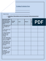 Training Evaluation Form