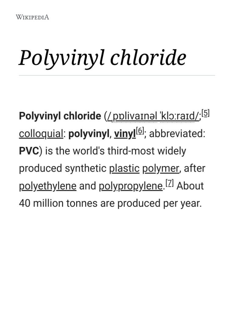 Polyvinyl Chloride Wikipedia PDF Download Free PDF Polyvinyl Chloride Recycling