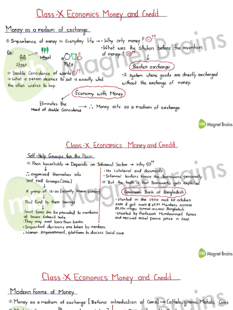 Class 10th Economics Chapter 3 Money and Credit | PDF