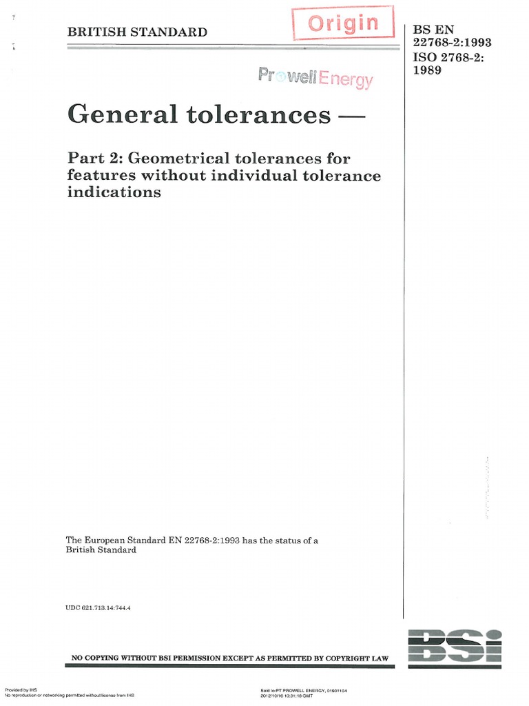 BS EN 22768-02 - General Tolerance | PDF