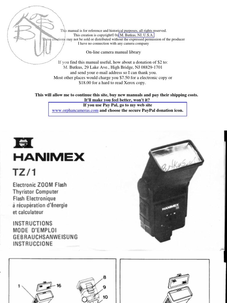 Hanimex Tz 1 Shutter Photography Lenses
