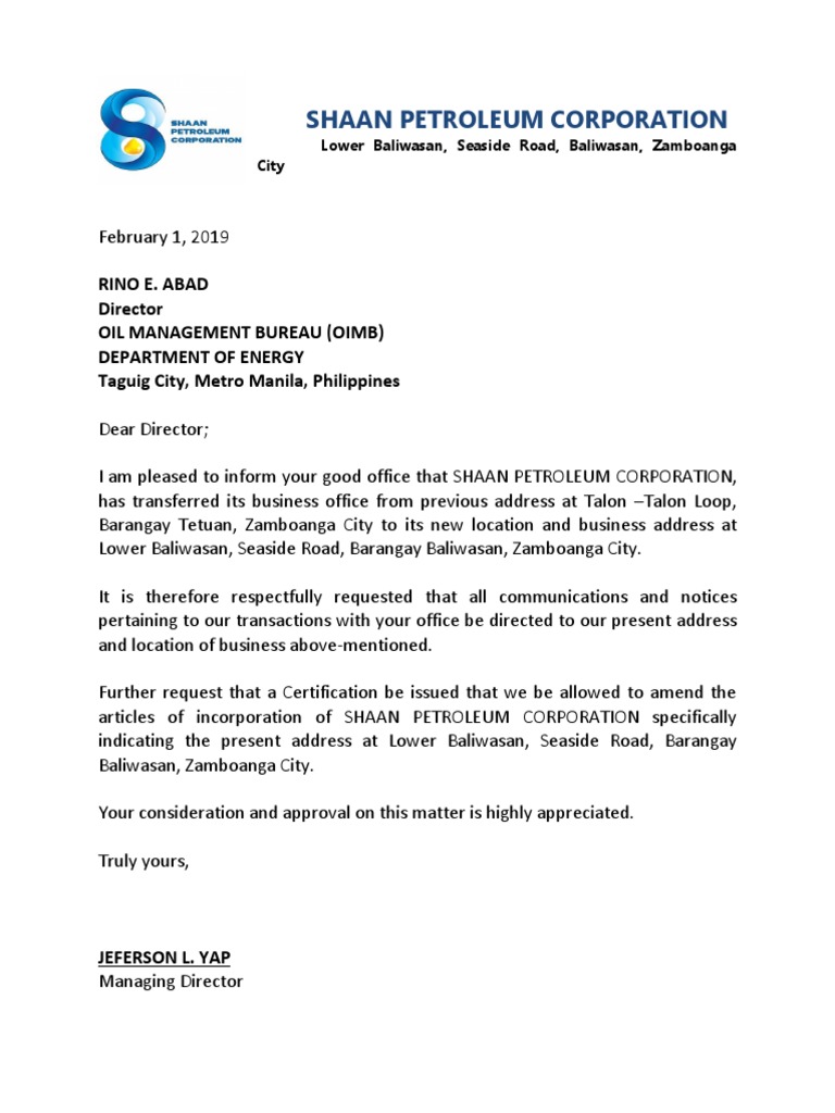 Letter To Doe Shaan Petroleum | PDF
