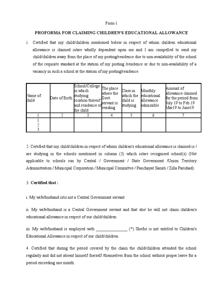 Children's Educational Allowance Claim Form | PDF | Government | Social ...