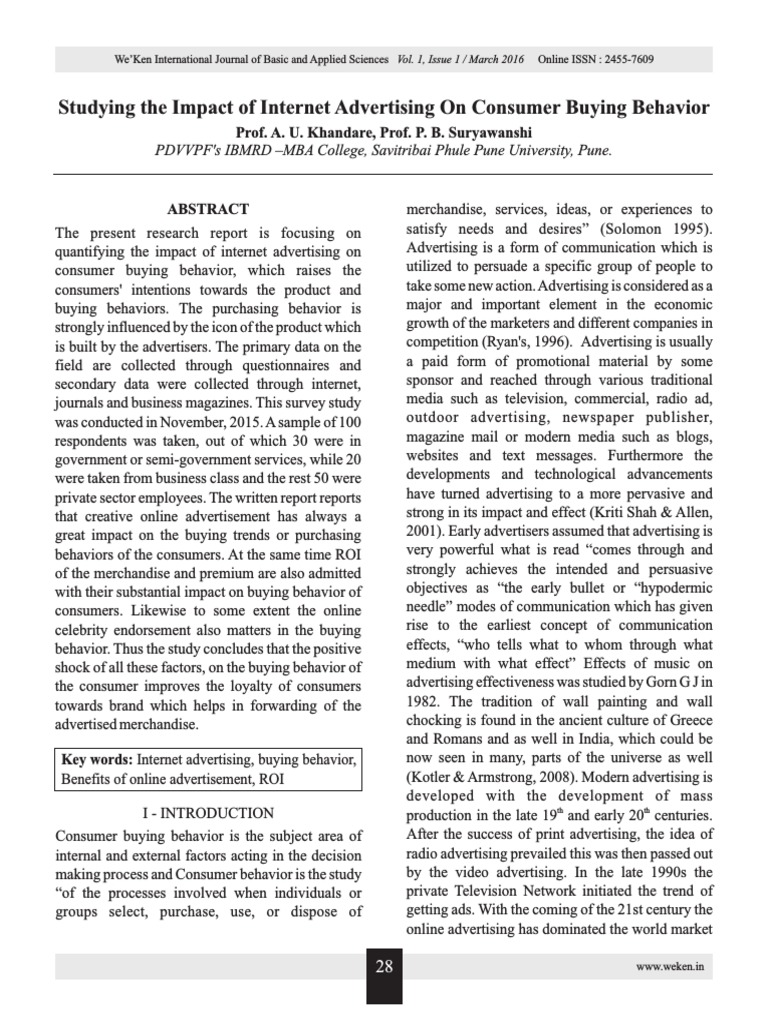 Impact of Internet Advertising on Buying Behavior | PDF | Online ...