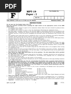 Attachment 32 Mpt 19 Paper I F Pdf Behavioural Sciences Psychology