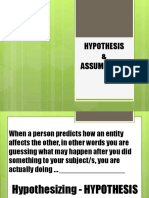 Hypothesis vs. Assumptions
