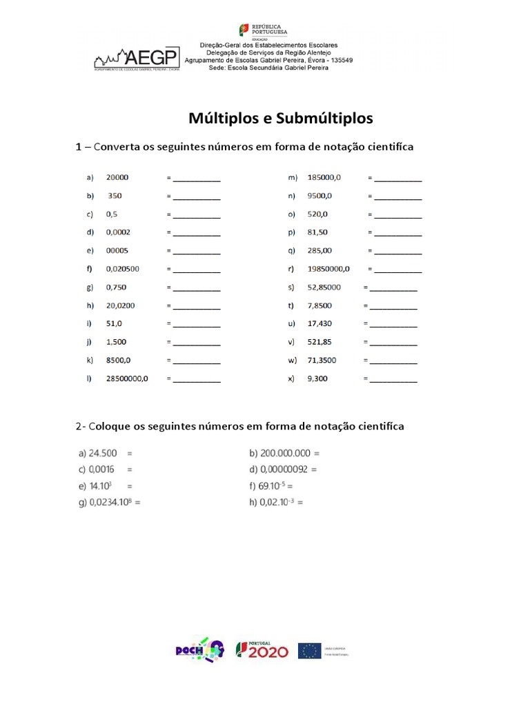 Exercicios Multiplos e Submúltiplos | PDF