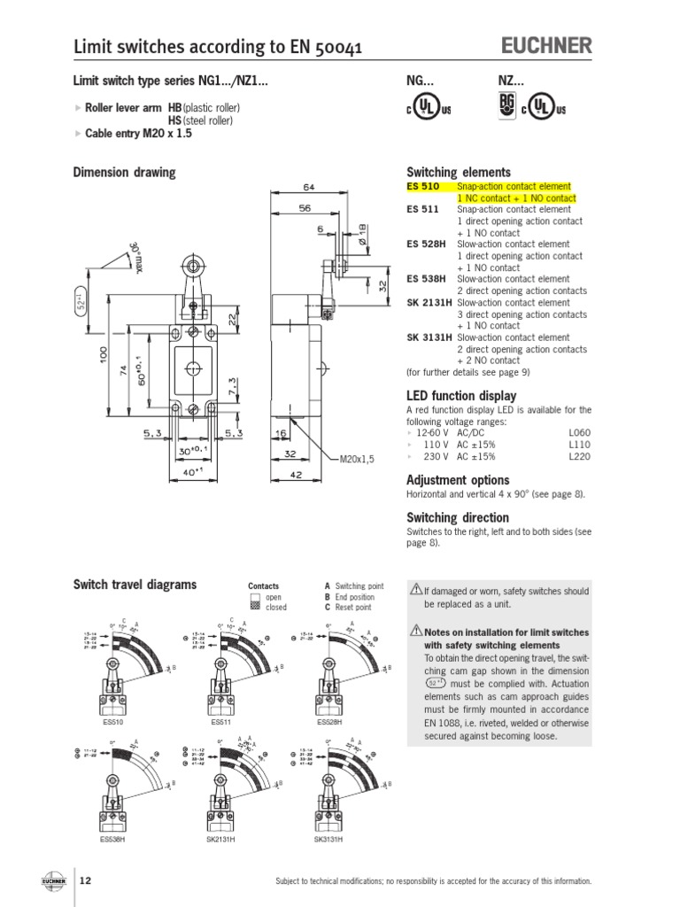 Euchner Limit Switches 3 PDF Switch Mechanical Engineering