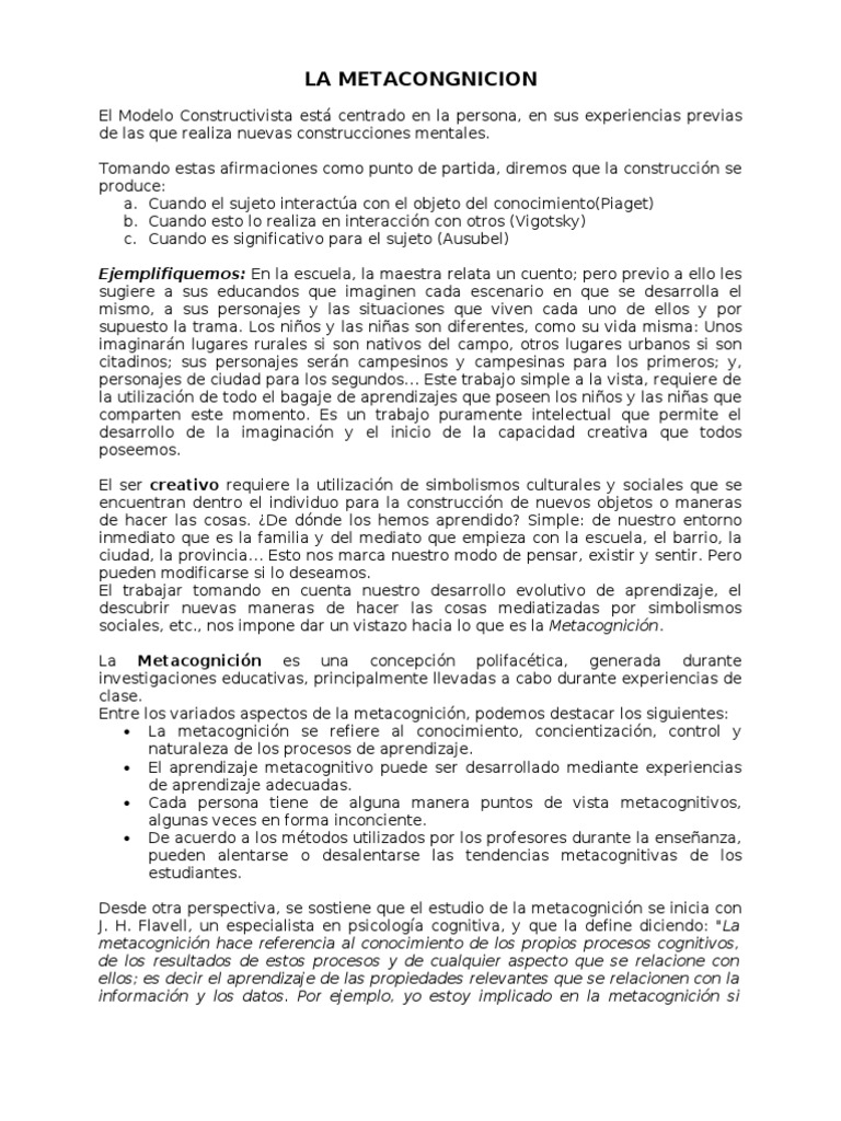 Estrategias de Metacognición Educativa | PDF | Teoria de la mente ...