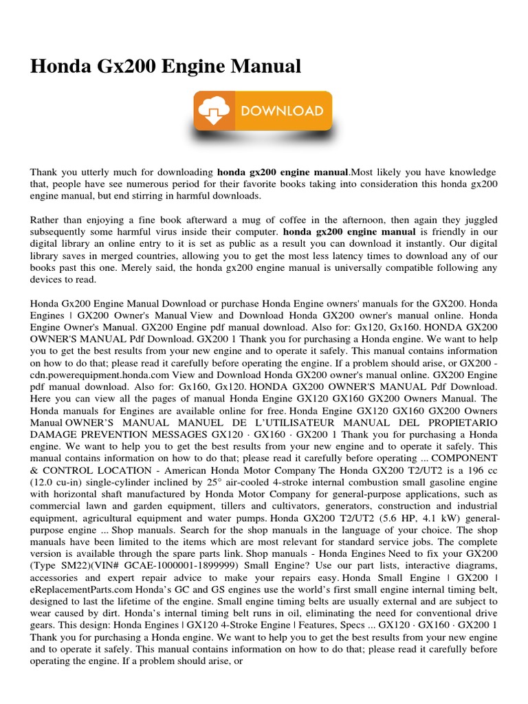 HONDA GX200 SERVICE MANUAL PDF FREE DOWNLOAD visual data 2