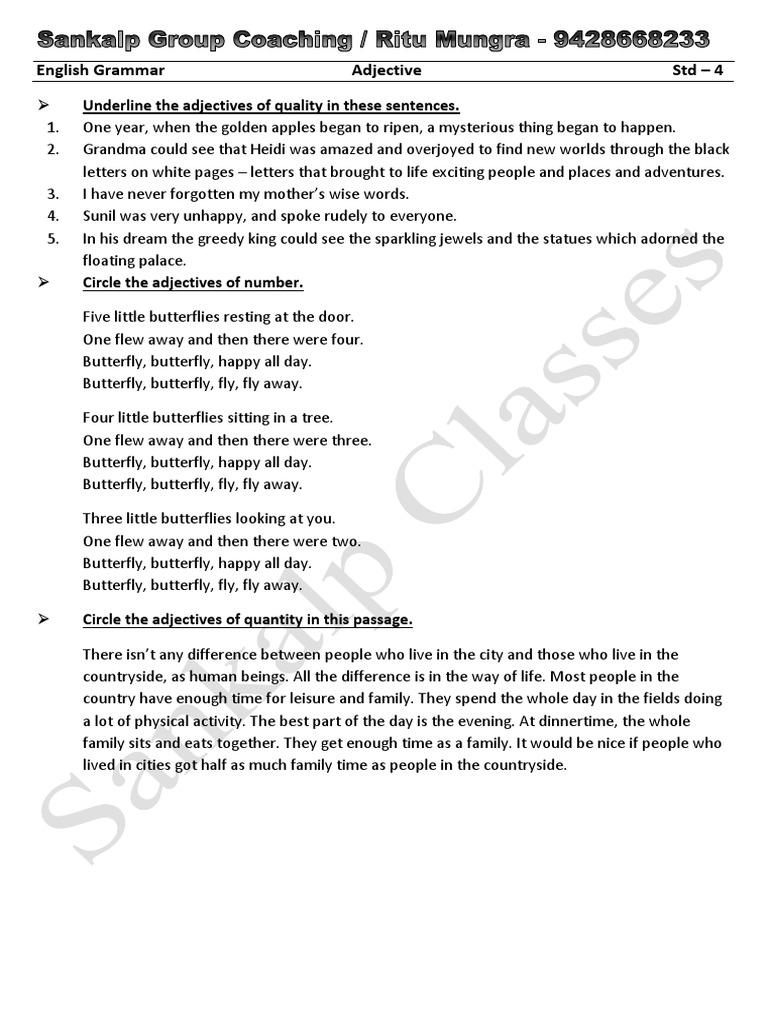 English Grammar Adjective Pdf