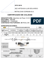 CERTIFICADO DE CALIDAD ALAMBRE DE PUAS C12.5 CORSAN