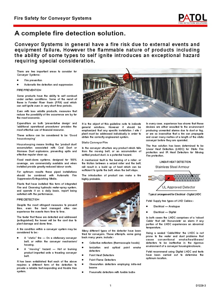 Appguide Fire Safety For Conveyor Systems D1229 3 | PDF | Infrared | Fires