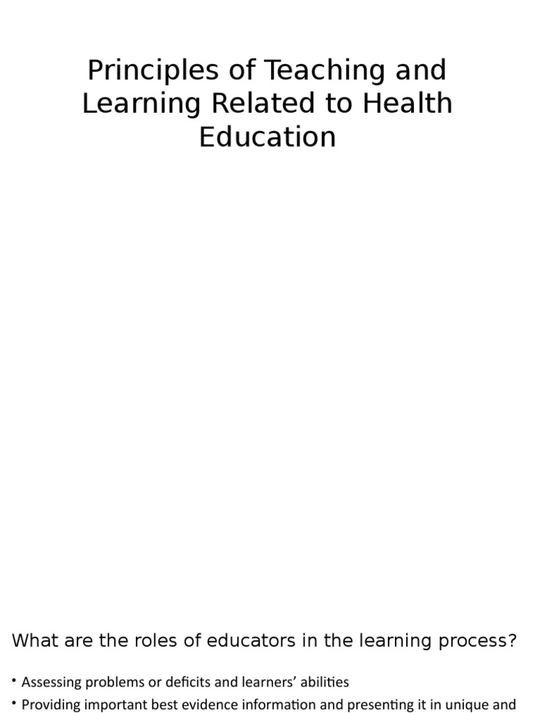 Teaching Principles in Health Education | PDF | Learning Styles | Learning