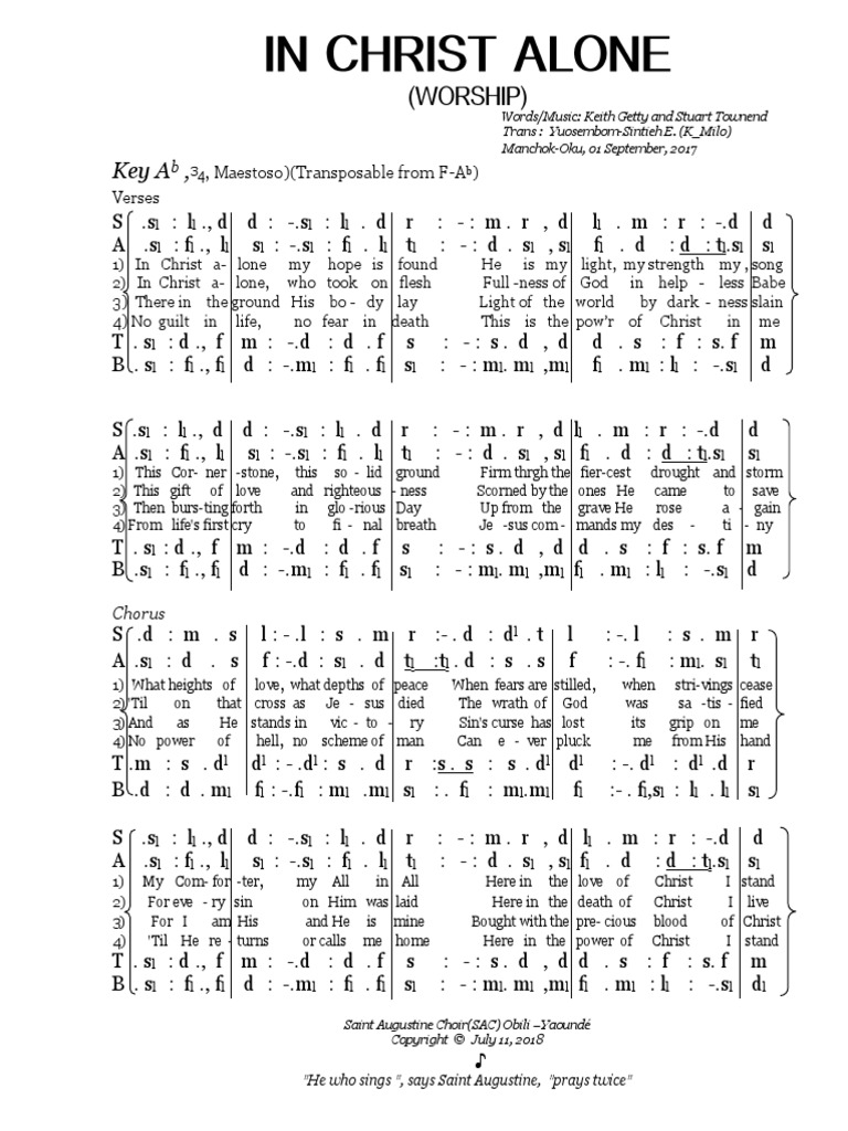 13 - in Christ Alone PDF | PDF | Christian Belief And Doctrine | Religious Behaviour And Experience for Free Printable In Christ Alone Sheet Music Free
