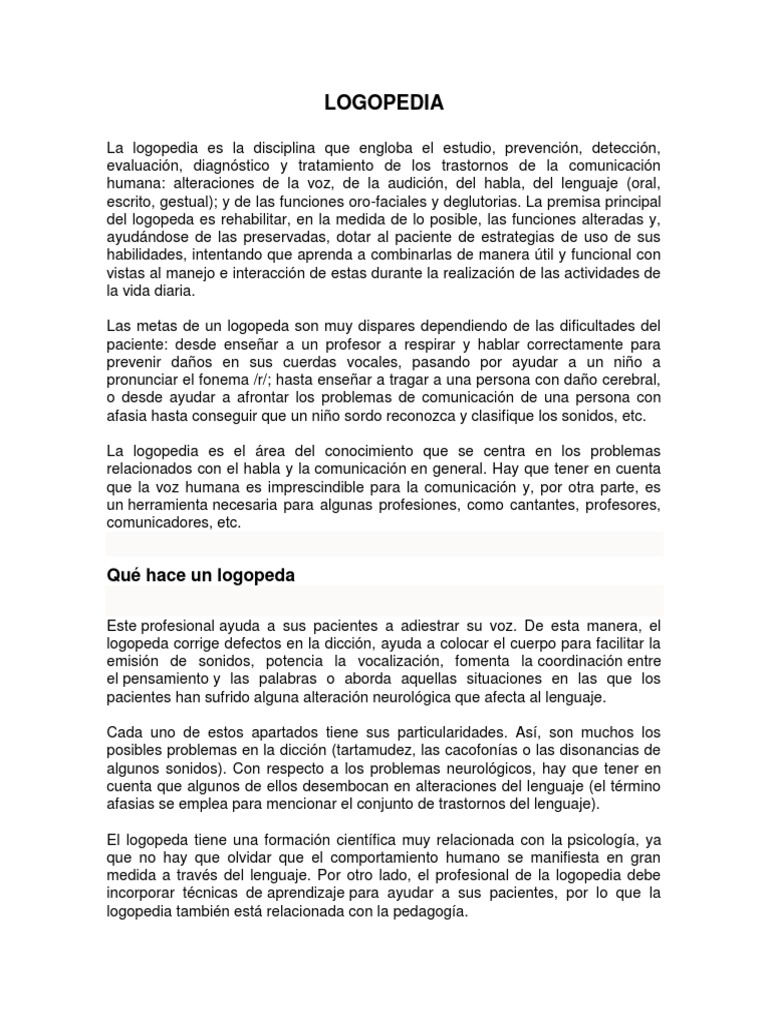 LOGOPEDIA Investigacion Maeli | PDF | Patología del habla y Lenguaje ...
