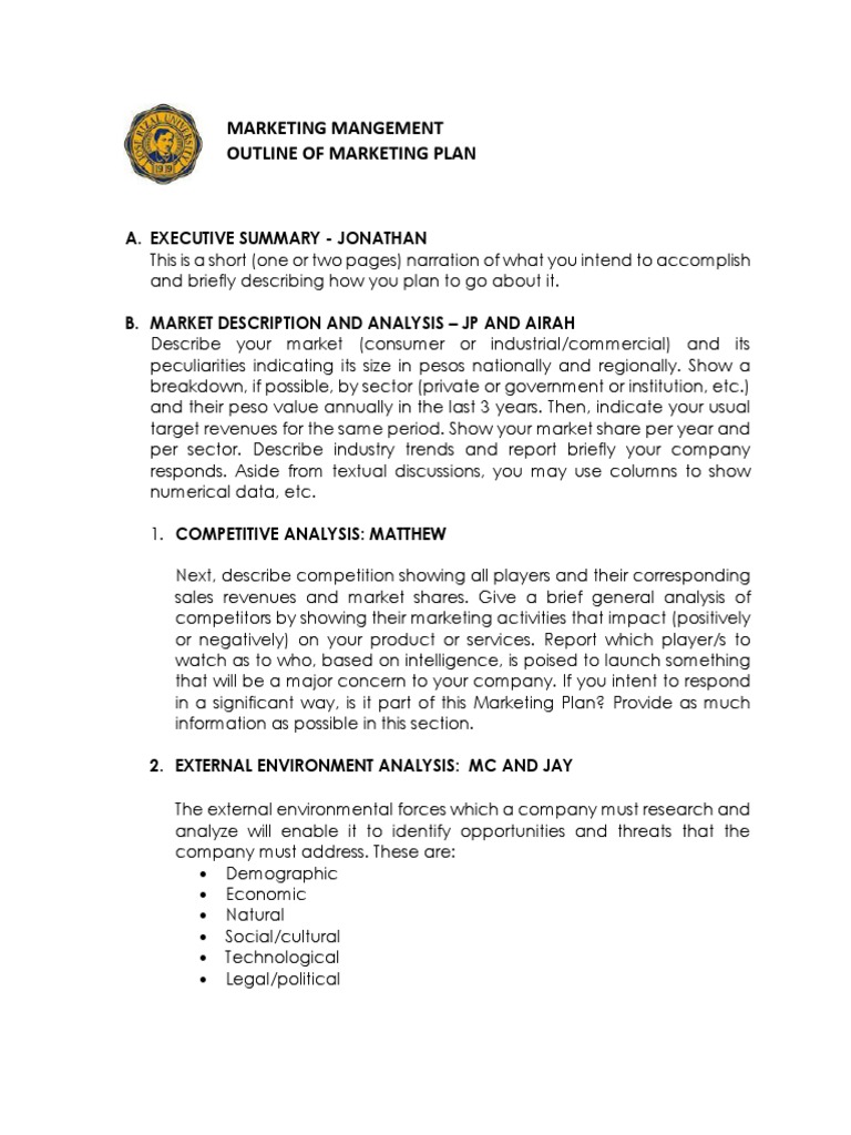 Comprehensive Marketing Plan Guide | PDF | Market Share | Marketing