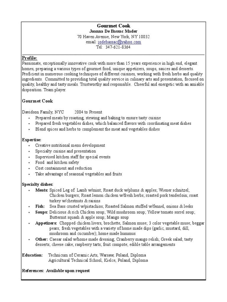 Joanna Resume 1-17-20 PDF | PDF | Roasting | Soup