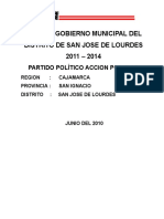 Accion Popular. 2011. Plan Gobierno San Jose de Lourdes