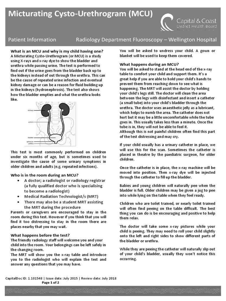 Micturating Cysto-Urethrogram Guide | PDF | Radiology | Urinary Tract ...