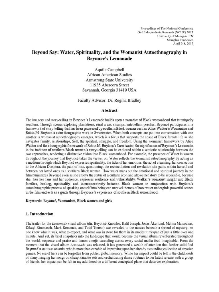 Beyoncé and Water | PDF | Lemonade (Beyoncé Album) | Black Feminism