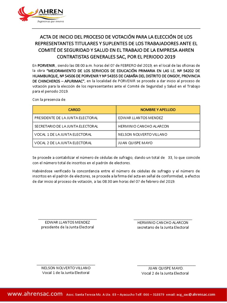 5.-Acta de Inicio Del Proceso de Votación 1 | PDF | Elecciones | Votación