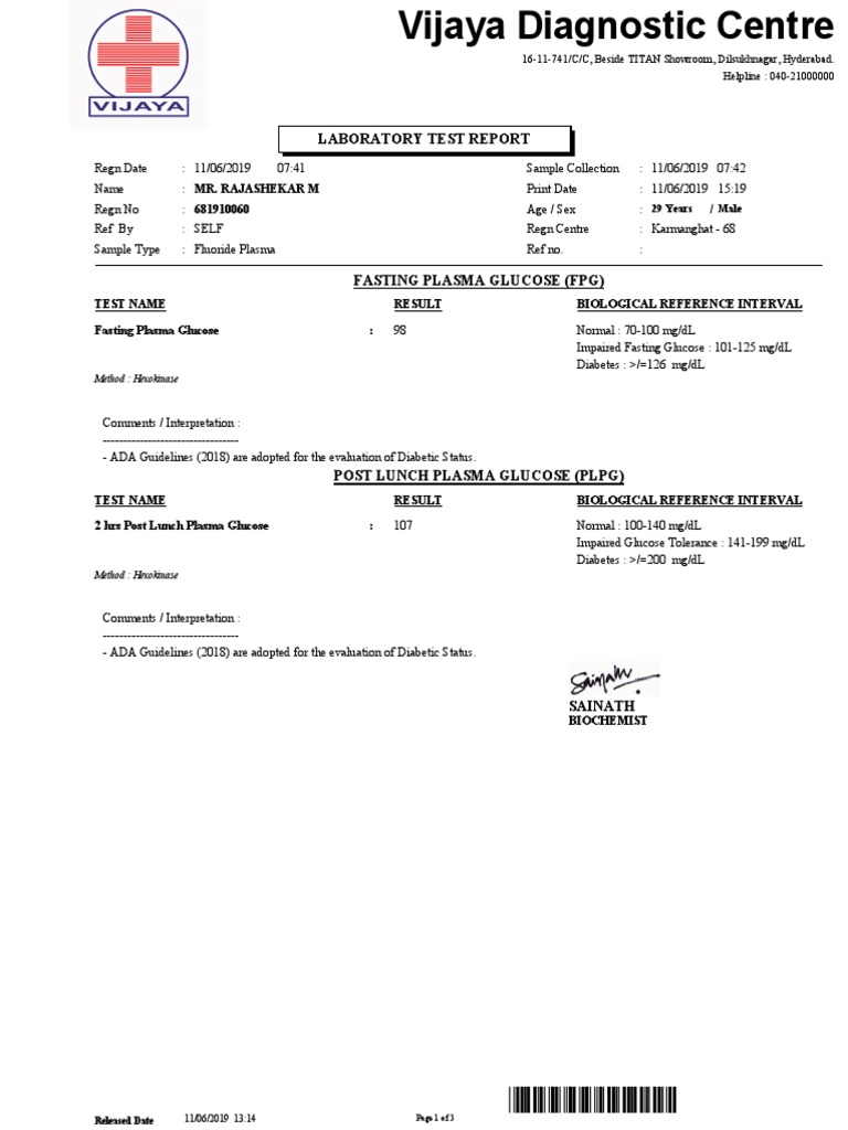 Vijaya Diagnostic Lab Report Summary | PDF | Hypothyroidism ...