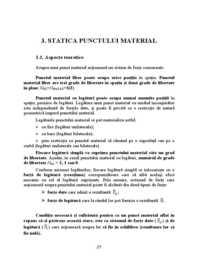 Statica Punctului Material | PDF