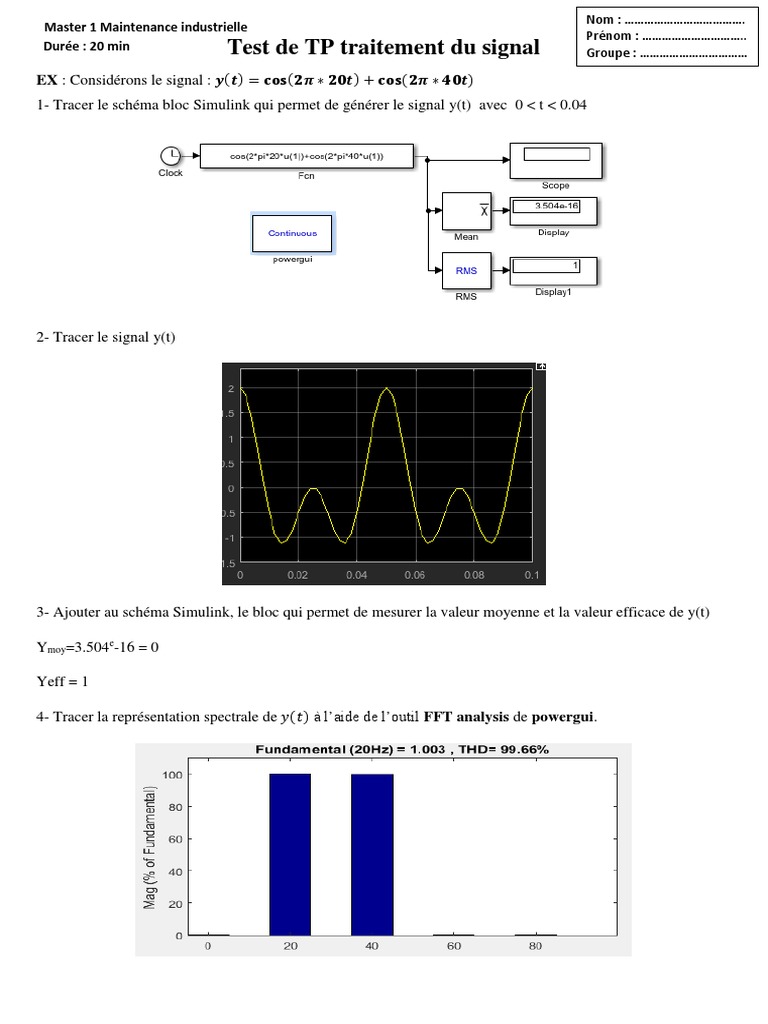 TP de Traitement de Signal avec Simulink | PDF | Électronique ...