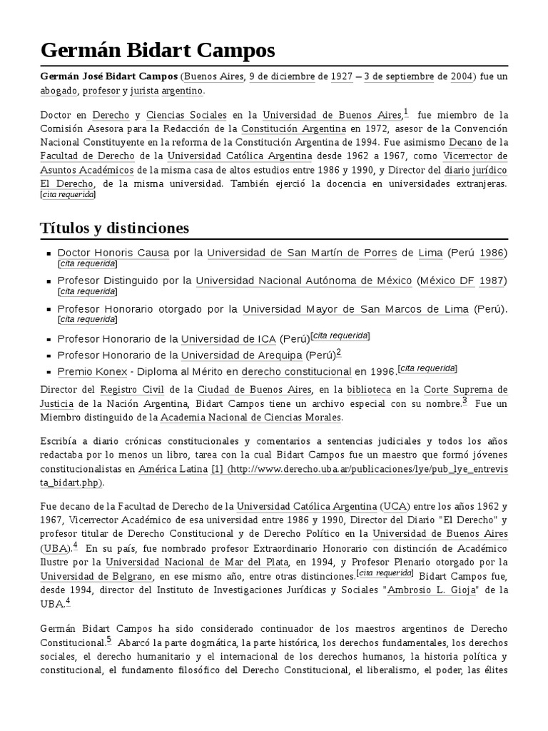 Germán Bidart Campos Descargar gratis PDF Universidad Derechos