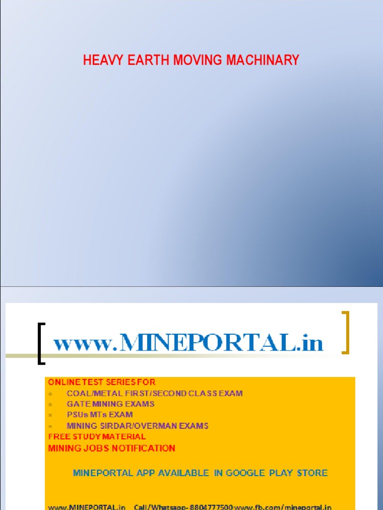 Overview of Heavy Earth Moving Machinery | PDF | Transmission ...