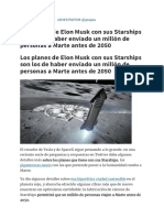 Los planes de Elon Musk con sus Starships son los de haber enviado un millón de personas a Marte antes de 2050