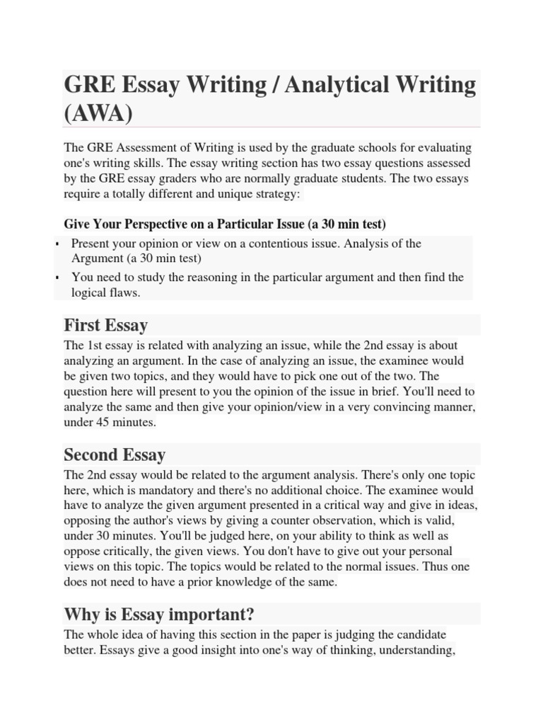 GRE Essay  PDF  Graduate Record Examinations  Essays