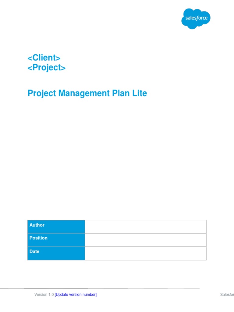 Salesforce Project Management Plan Lite | PDF | Project Management | Risk