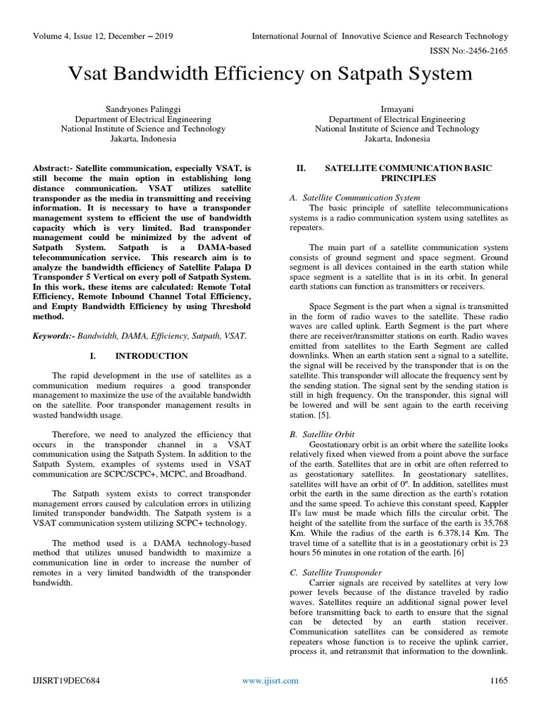 Vsat Bandwidth Efficiency On Satpath System | PDF | Communications ...