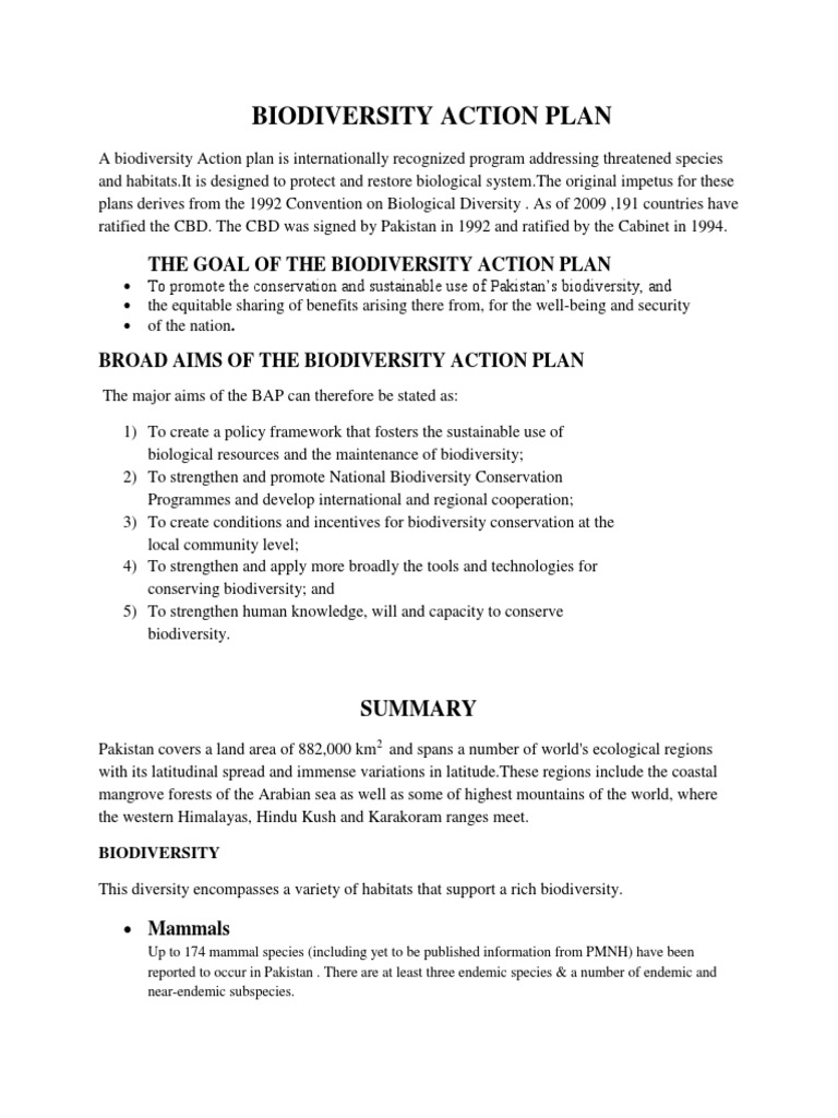 Biodiversity Action Plan | PDF | Biodiversity | Conservation Biology