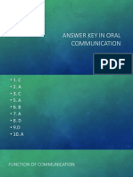 Answer Key in Oral Communication