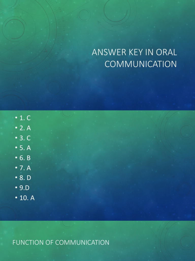 Answer Key in Oral Communication PDF