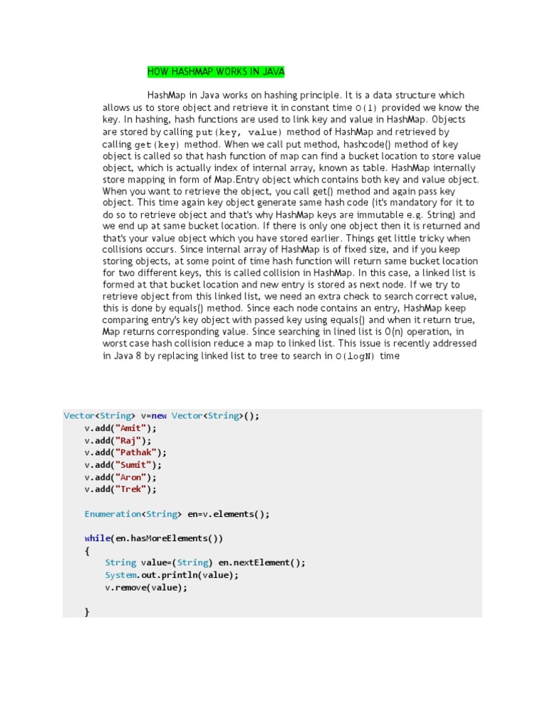 How Hashmap Works in Java PDF Method Programming