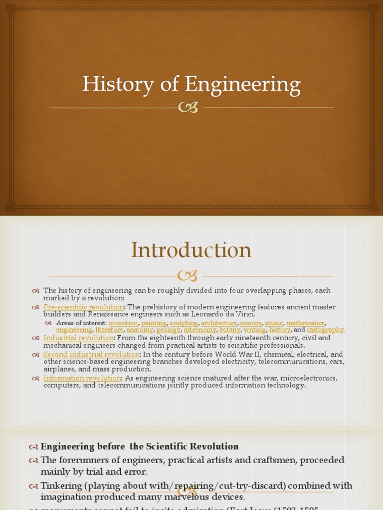 History of Engineering Evolution | PDF | Engineering | Green Revolution